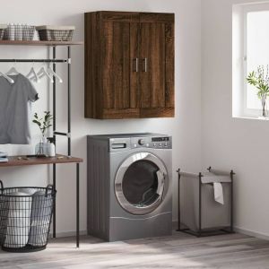 Стенен шкаф кафяв дъб 69,5x34x90 см инженерно дърво