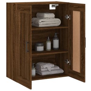 Стенен шкаф кафяв дъб 69,5x34x90 см инженерно дърво