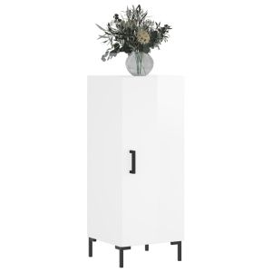 Сайдборд, бял гланц, 34,5x34x90 см, инженерно дърво