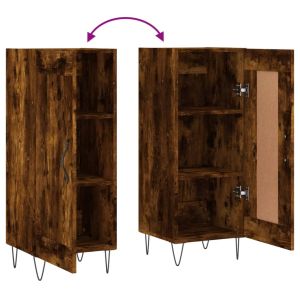 Сайдборд, опушен дъб, 34,5x34x90 см, инженерно дърво