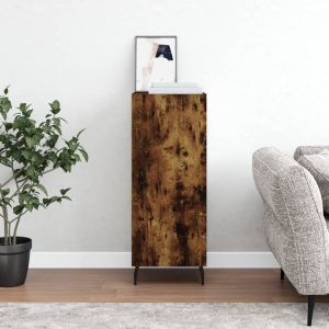 Сайдборд, опушен дъб, 34,5x34x90 см, инженерно дърво