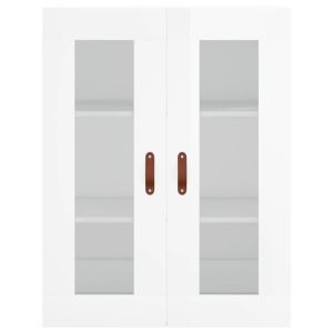 Стенен шкаф бял гланц 69,5x34x90 см