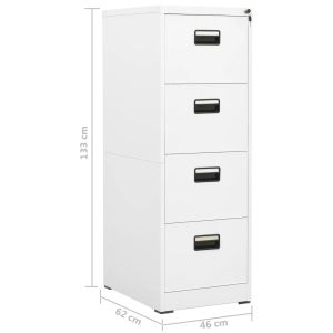 Шкаф за папки, бял, 46x62x133 cм, стомана
