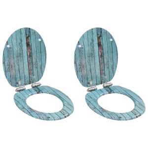 Тоалетни седалки с плавно затваряне, 2 бр, МДФ, винтидж дизайн
