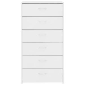 Бюфет с 6 чекмеджета, бял, 50x34x96 см, ПДЧ
