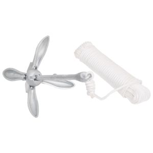 Сгъваема котва с въже, сребриста, 1,5 кг, ковък чугун