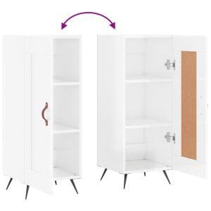 Сайдборд, бял гланц, 34,5x34x90 см, инженерно дърво