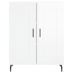 Сайдборд, бял гланц, 69,5x34x90 см, инженерно дърво