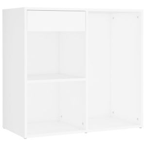 LED тоалетка с 2 шкафа, бяла, инженерно дърво