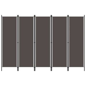 Параван за стая, 5 панела, антрацит, 250x180 см