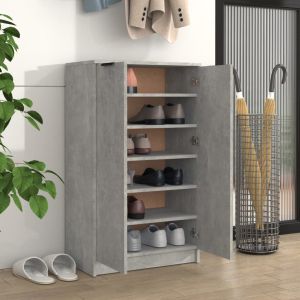 Шкаф за обувки, бетонно сив, 59x35x100,5 см, инженерно дърво