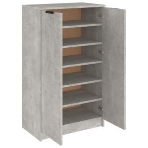 Шкаф за обувки, бетонно сив, 59x35x100,5 см, инженерно дърво