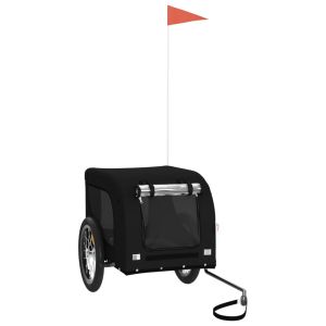 Ремарке за колело за любимци черно Оксфорд плат и желязо