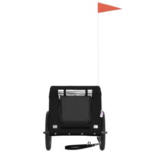 Ремарке за колело за любимци черно Оксфорд плат и желязо