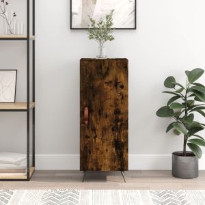 Сайдборд, опушен дъб, 34,5x34x90 см, инженерно дърво