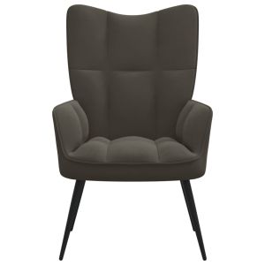 Релаксиращ стол, тъмносив, кадифе