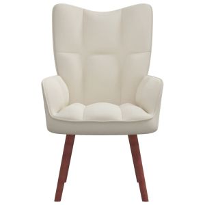 Релакс стол, кремавобял, кадифе