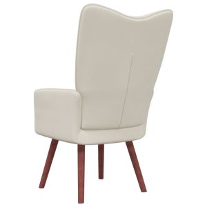 Релакс стол, кремавобял, кадифе