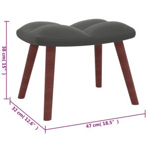 Релакс стол с табуретка, тъмносив, кадифе