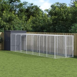 Клетка за пилета с волиера, антрацит, 165x863x181 см, стомана