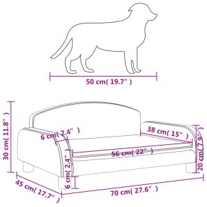 Кучешко легло светлосиво 70x45x30 см текстил