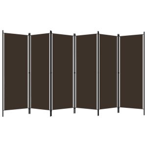Параван за стая, 6 панела, кафяв, 300x180 cм
