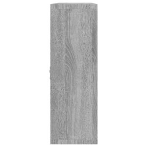 Стенен витринен рафт с 8 отделения сив сонома