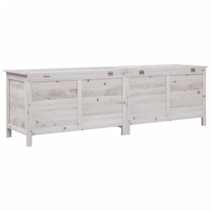 Градинска кутия за съхранение бяла 198,5x50x56,5 см чам масив