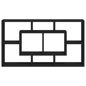 Стенен витринен рафт с 8 отделения, черен