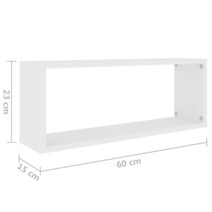 Стенни кубични рафтове, 4 бр, бели, 60x15x23см, инженерно дърво