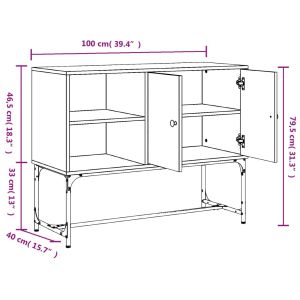 Бюфет опушен дъб 100x40x79,5 см инженерно дърво