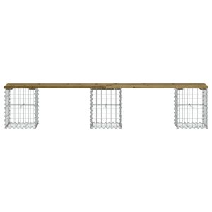 Градинска пейка габионен дизайн 203x31x42 см импрегниран бор