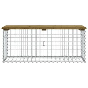 Градинска пейка габионен дизайн 103x44x42 см импрегниран бор