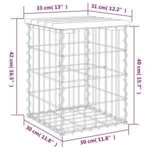 Градинска пейка габионен дизайн 33x31x42 см импрегниран бор