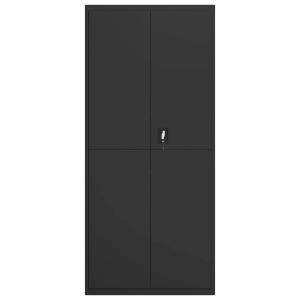 Шкаф за папки черен 90x40x200 см стомана