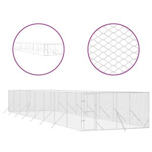 Външна клетка за куче сребриста 4x16x2 м поцинкована стомана