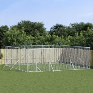 Външна клетка за куче сребриста 6x6x2 м поцинкована стомана