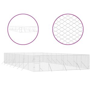 Външна клетка за куче сребриста 8x16x2 м поцинкована стомана