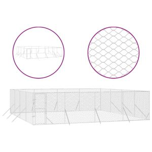 Външна клетка за куче сребриста 8x8x2 м поцинкована стомана