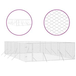 Външна клетка за куче сребриста 6x10x2 м поцинкована стомана