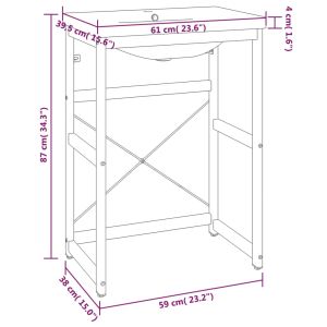Рамка за мивка за баня с вграден умивалник, черна, желязна