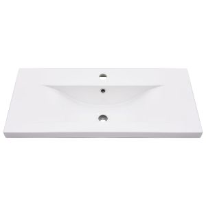 Рамка за мивка за баня с вграден умивалник, черна, желязна