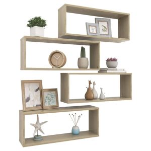 Стенни кубични рафтове, 4 бр, дъб сонома, 60x15x23 см