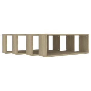 Стенни кубични рафтове, 4 бр, дъб сонома, 60x15x23 см