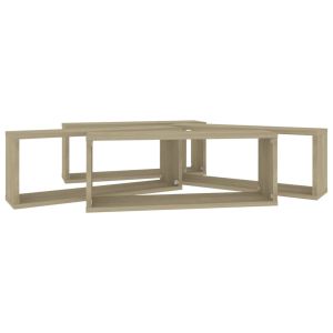 Стенни кубични рафтове, 4 бр, дъб сонома, 60x15x23 см