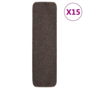 Противоплъзгащи стелки за стълби, 15 бр, 75x20 см, кафяви