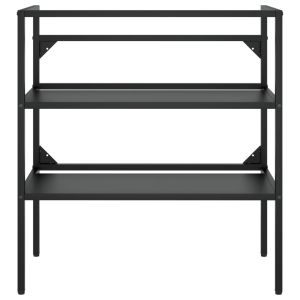 Рамка за мивка за баня с вграден умивалник, черна, желязна