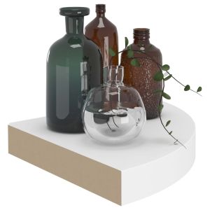 Окачени ъглови рафтове, 4 бр, бели, 25x25x3,8 см, МДФ