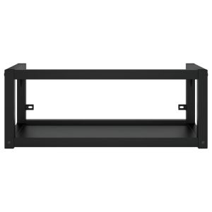 Рамка за мивка за баня стенен монтаж черна 79x38x31 см желязо