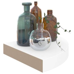 Плаващи ъглови рафтове, 4 бр., бяло, гланц, 25x25x3,8 см, MDF